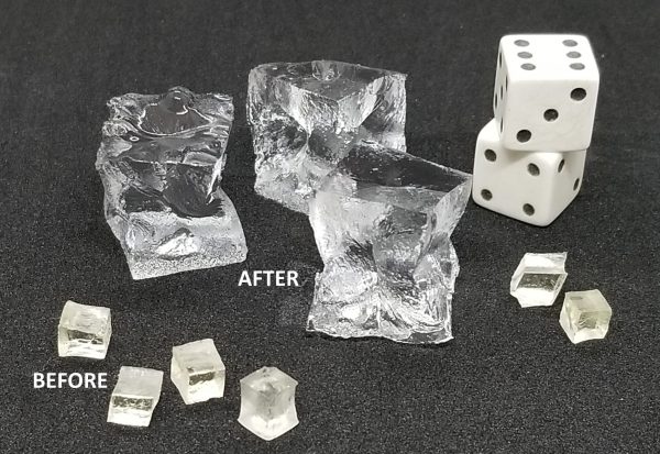 SAP Cubes before and after placed next to die